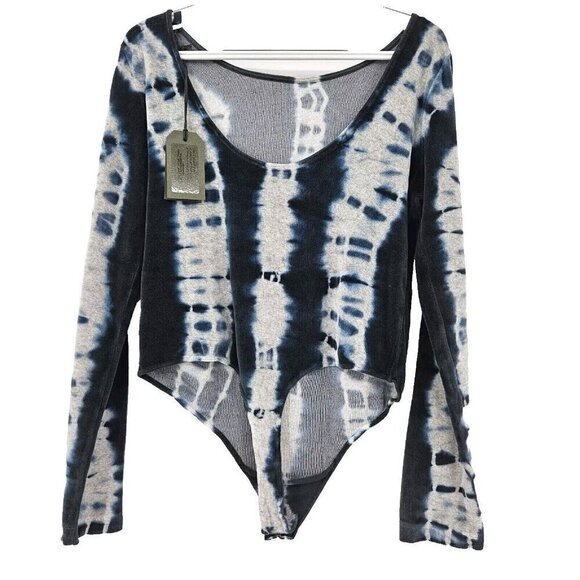 All Saints Raffi Velvet Tie Dye Bodysuit Blue Women's Size 10 NEW Boho Hippie - Picture 6 of 15